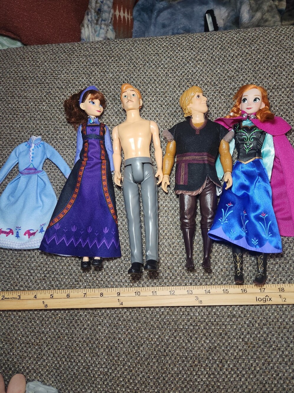 Disney Frozen Character Doll Set with Purple, Blue and Pink Costumes